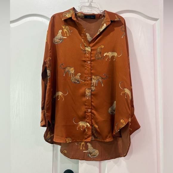 fab'rik Tops - fab'rik Rust Animal Print Blouse